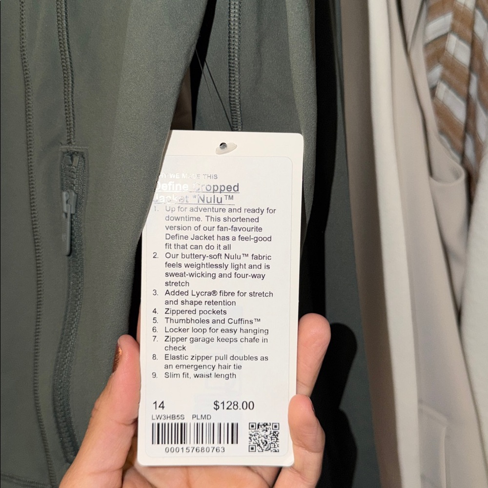 Lululemon athletica define cropped jacket Nulu color palm deco green - Picture 3 of 6